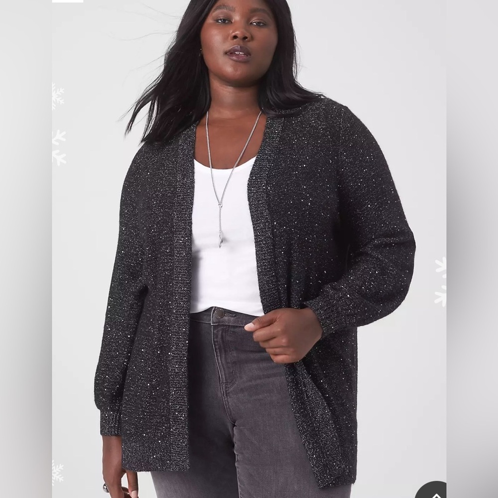 Lane Bryant Black Glitter Cardigan